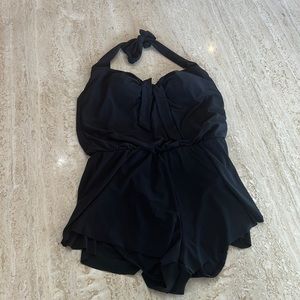 Aqua Green Women’s High Neck Swim Romper (size SMaLL)